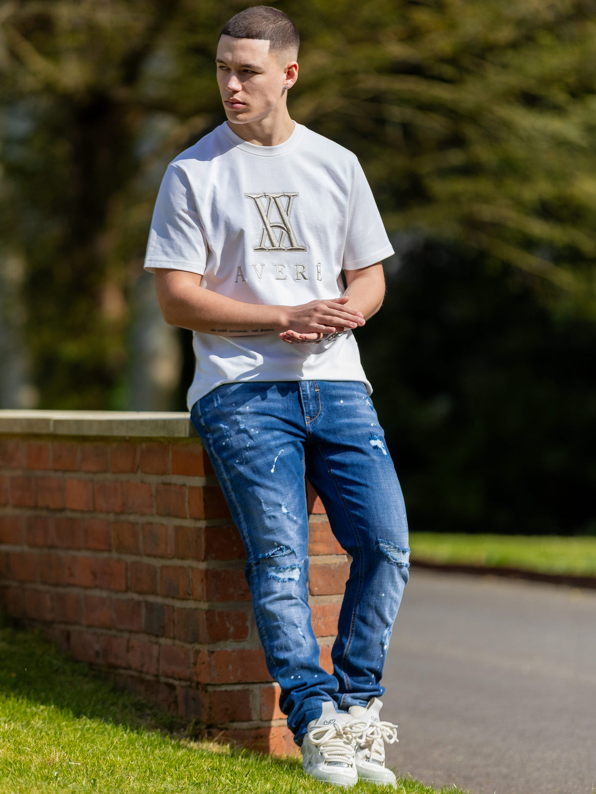 Piazzi Blue Wash Paint Splatter Jeans