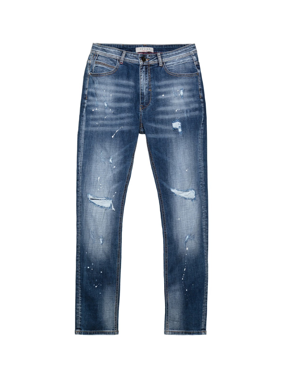 Piazzi Blue Wash Paint Splatter Jeans