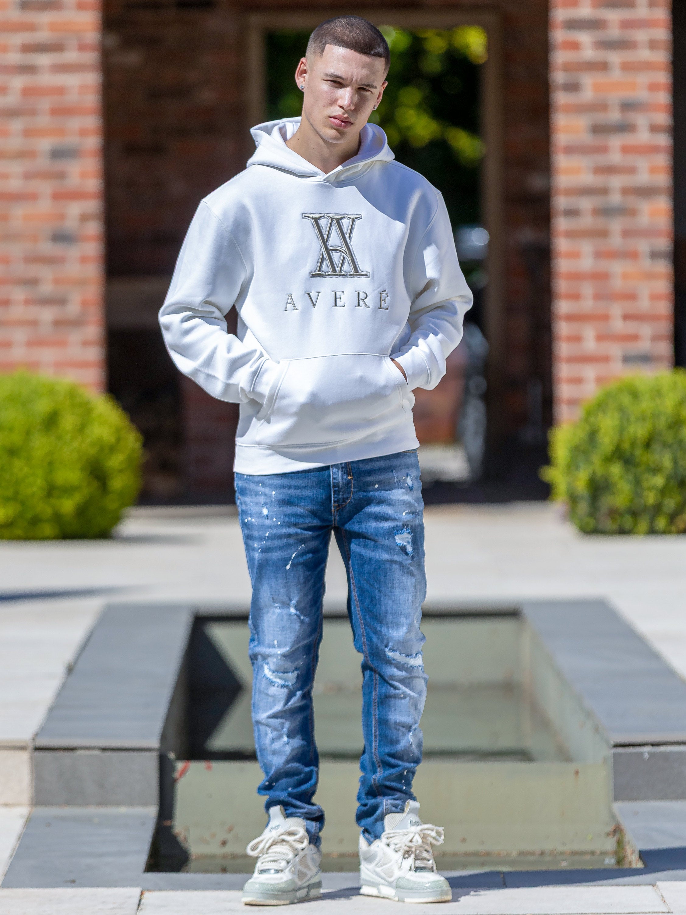 Amaro Logo White Hoodie