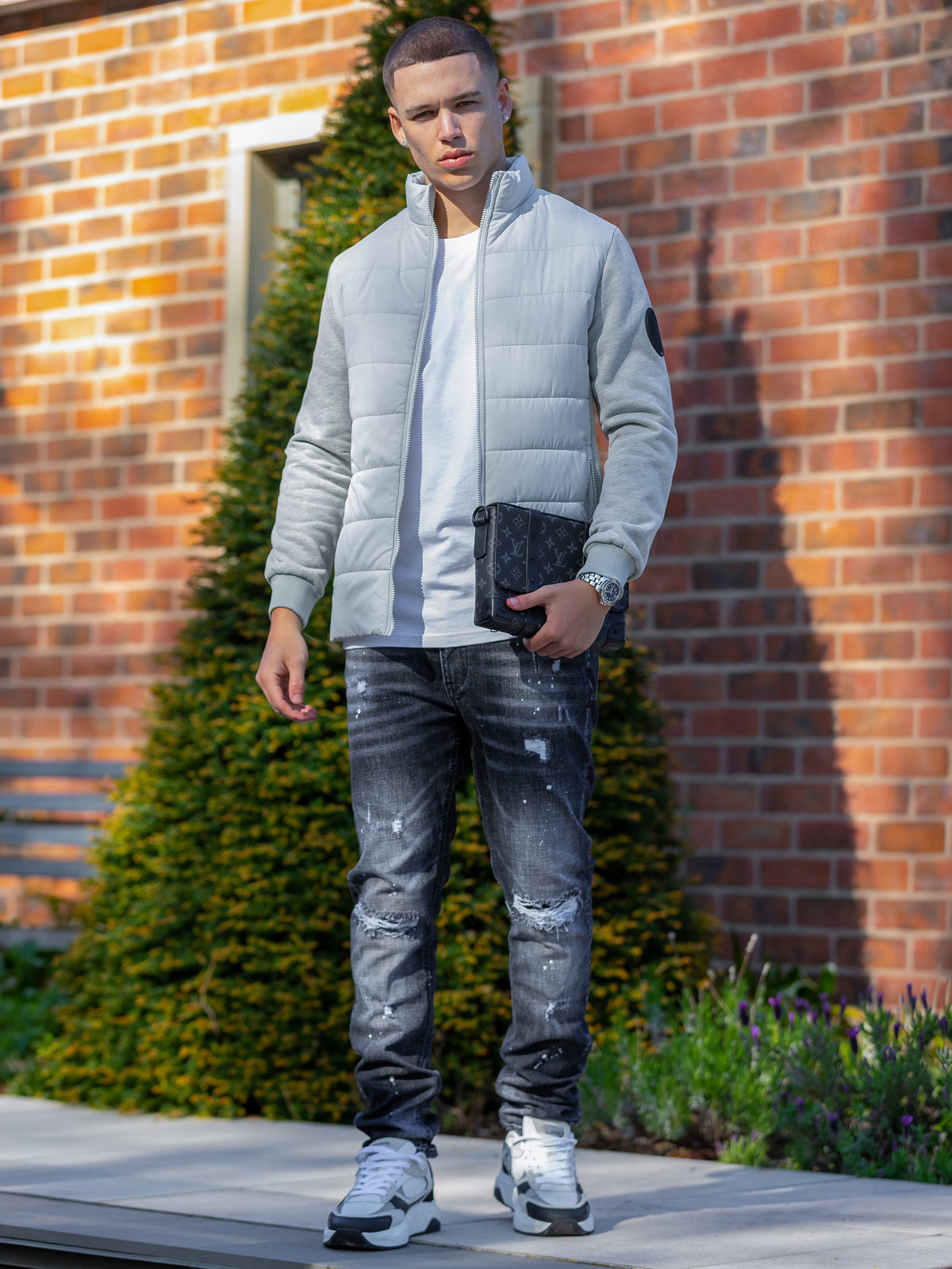 Dodici Grey Zip Hybrid Technical Jacket