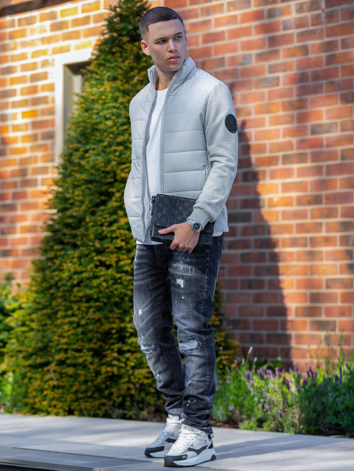 Dodici Grey Zip Hybrid Technical Jacket