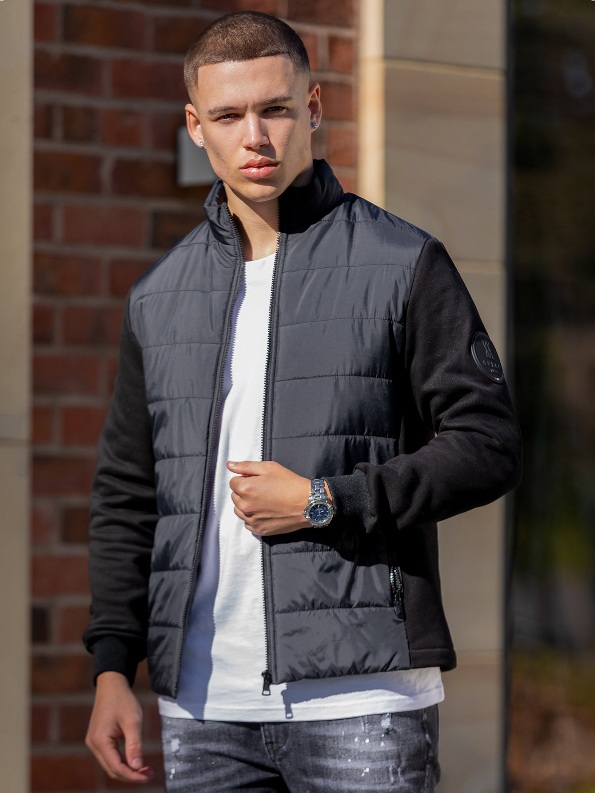 Dodici Black Zip Hybrid Technical Jacket