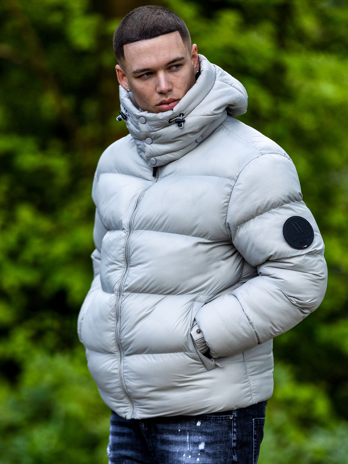 Vesuvius Grey Short Puffer Jacket