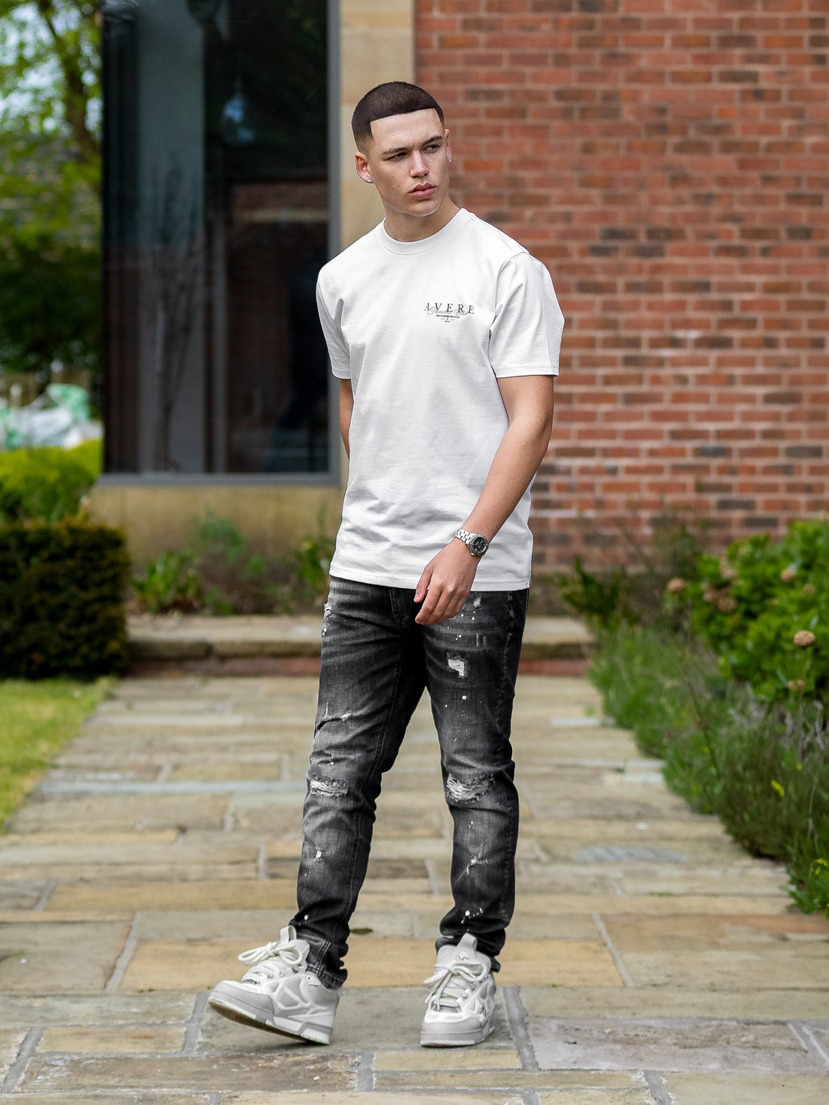 Piazzi Black Wash Paint Splatter Jeans