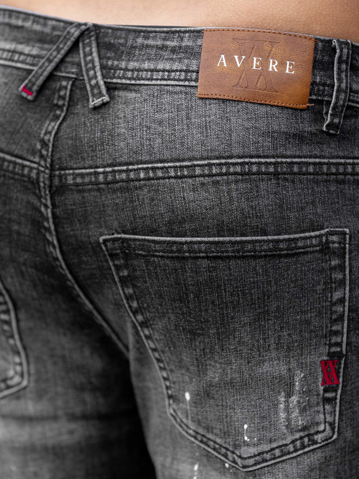 Piazzi Black Wash Paint Splatter Jeans