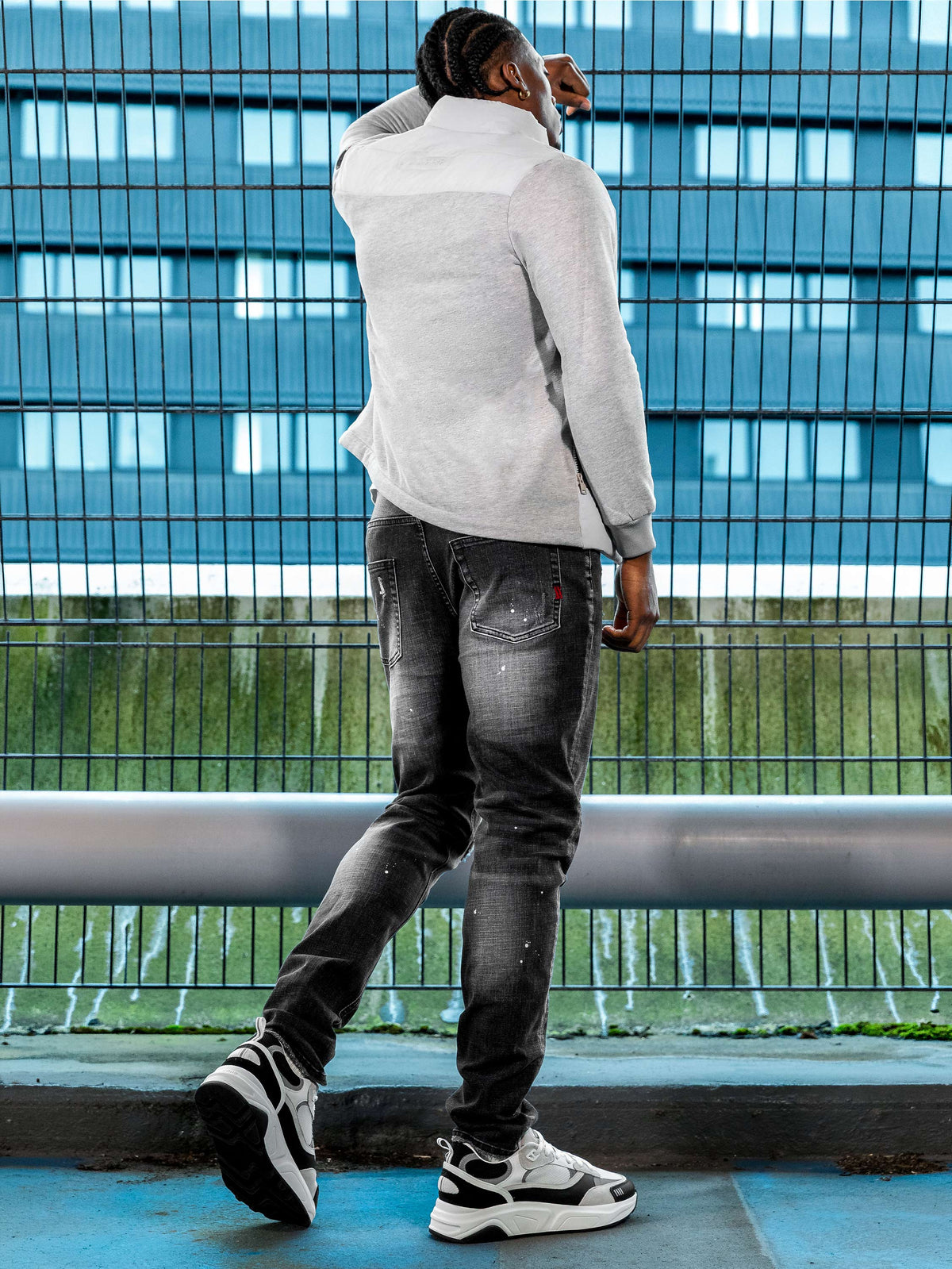 Piazzi Black Wash Paint Splatter Jeans